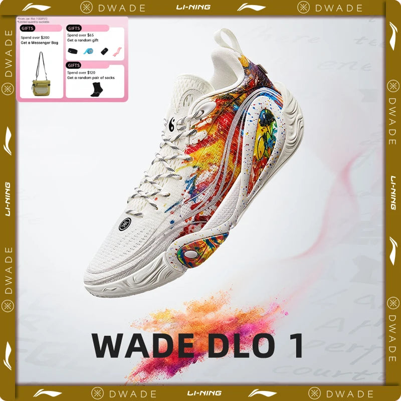 Li-Ning Men's WADE DLO 1 On Court Basketball Shoes BOOM Cushion Lightweight High-Rebound LiNing Professional Sneakers ABPV009