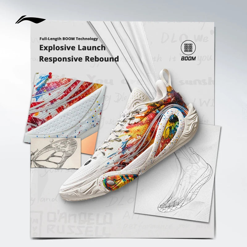 Li-Ning Men's WADE DLO 1 On Court Basketball Shoes BOOM Cushion Lightweight High-Rebound LiNing Professional Sneakers ABPV009