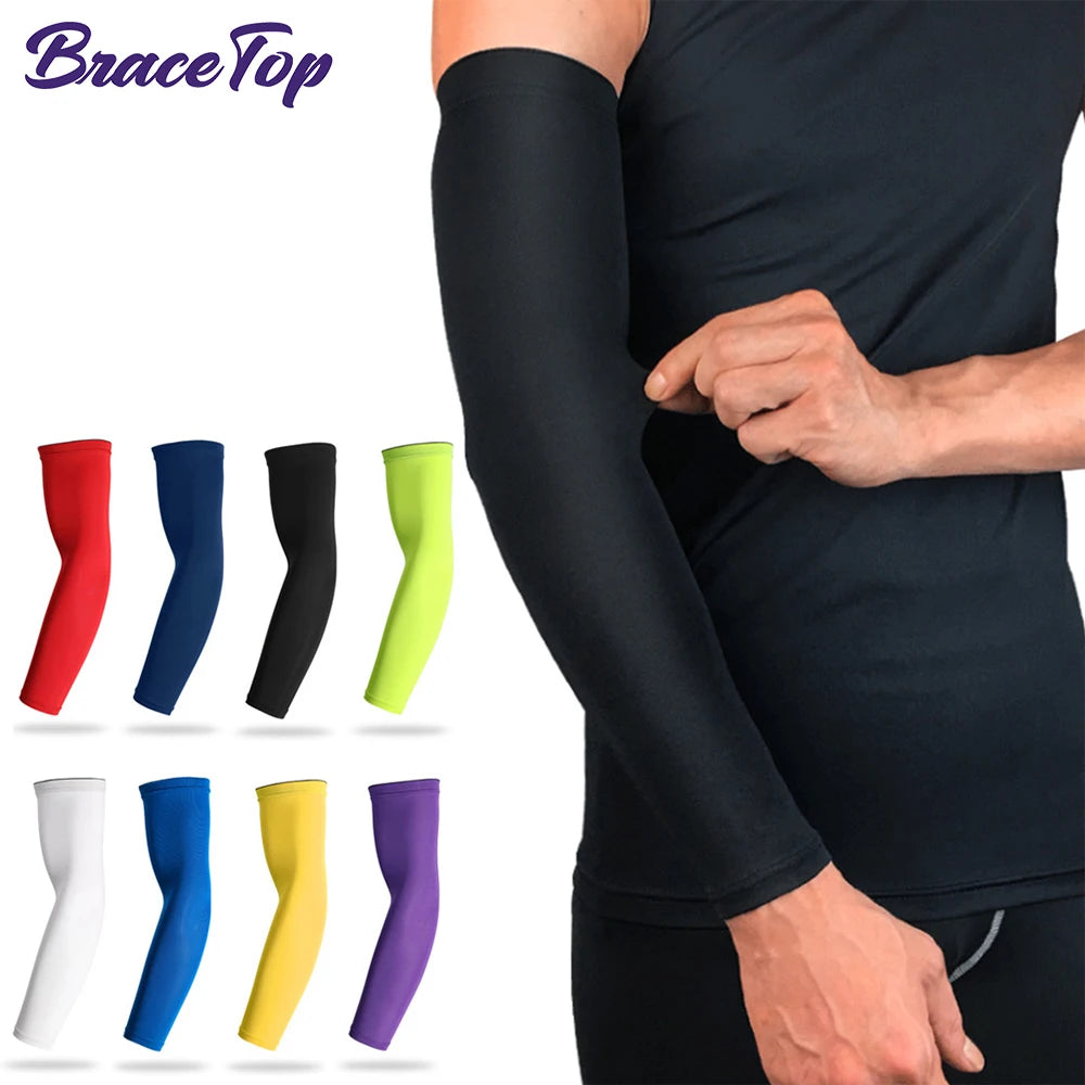 BraceTop 1 PC Sports Cooling Arm Sleeves for Men Women, Outdoor UV Protection Sleeves for Basketball Football Volleyball Cycling