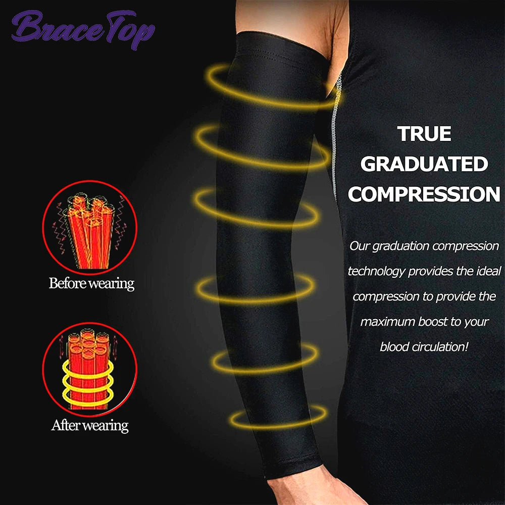 BraceTop 1 PC Sports Cooling Arm Sleeves for Men Women, Outdoor UV Protection Sleeves for Basketball Football Volleyball Cycling