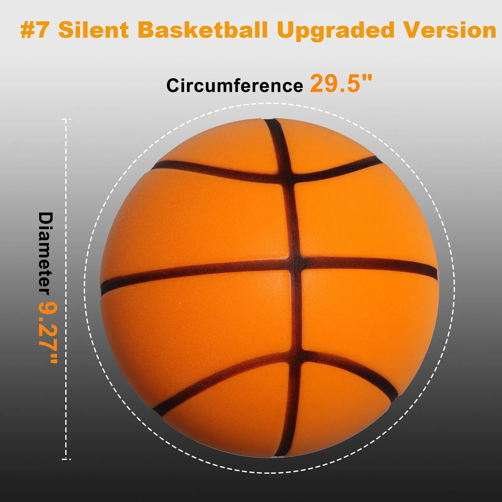 Silent Basketball Size 7 (29.5") Dribbling Indoor Grooved Foam Basketball High Bounce Noiseless Training Silent Ball